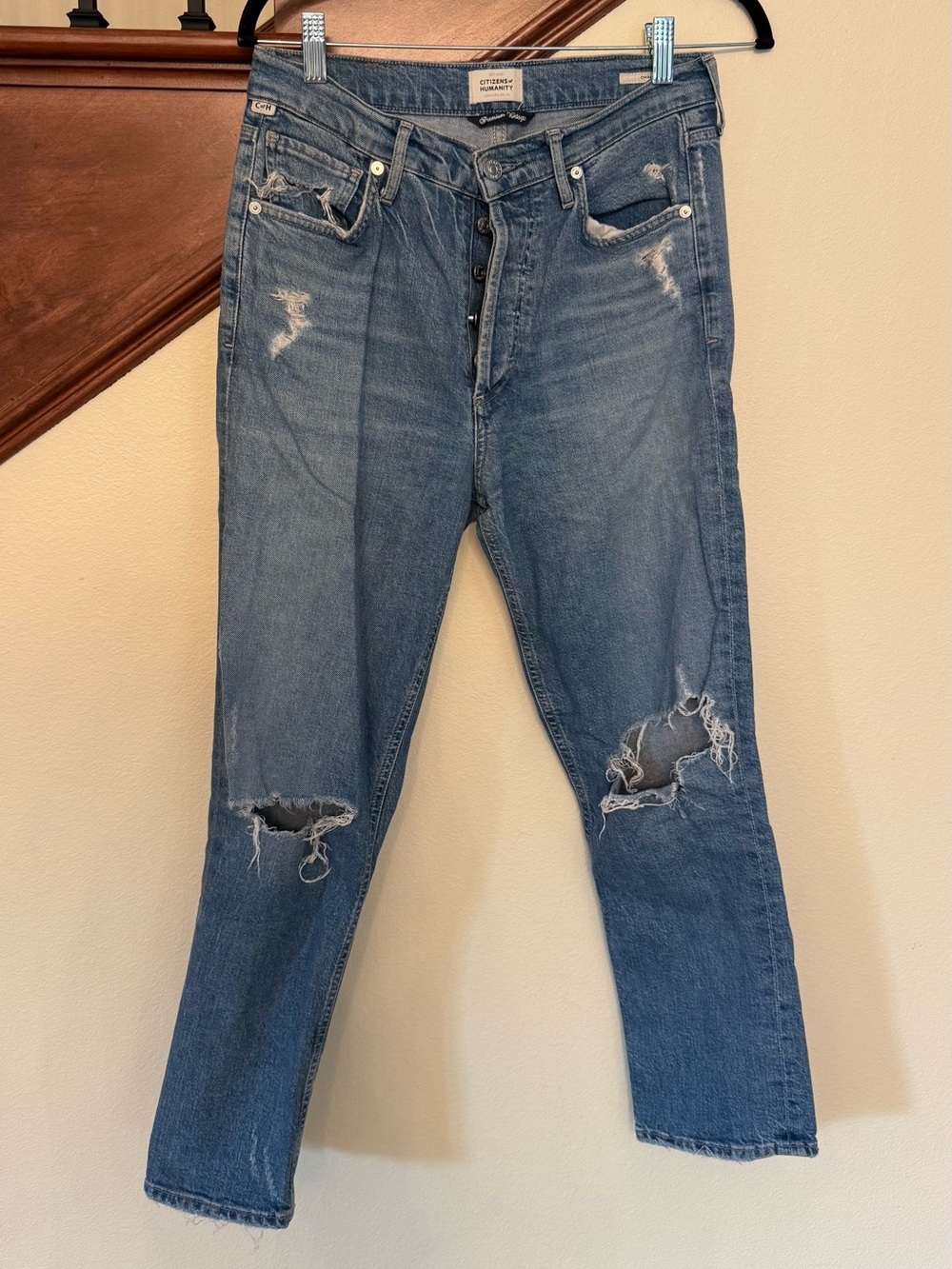 Citizens Of Humanity Charlotte Crop Distressed Straight Jeans